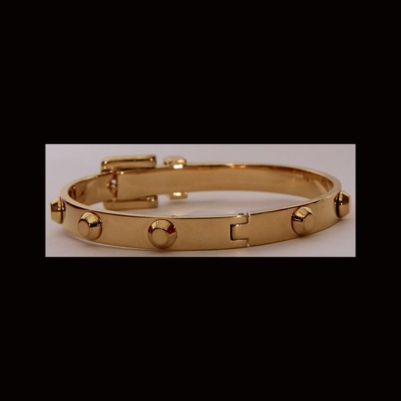2308 - Michael Kors Gold Tone Bracelet w/a Hinged Buckle Closure - Picture 8 of 11
